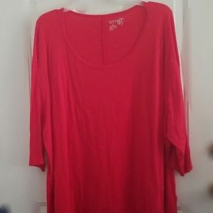 5x plus Terra & Sky Red 3/4 Sleeve shirt